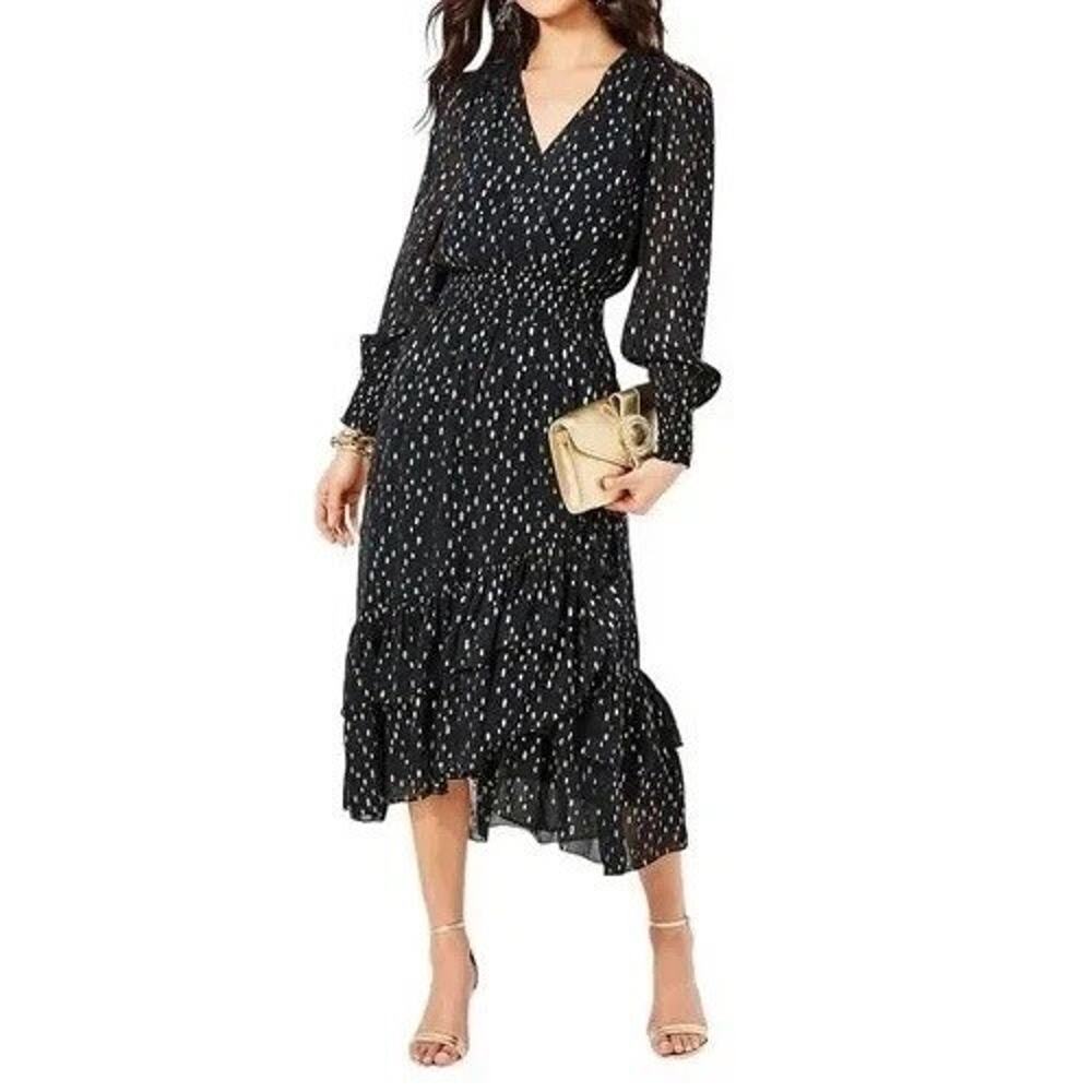 NWT Lilly Pulitzer Cristiana Black Metallic Midi Dress Size 00 Dot Fil Coupé